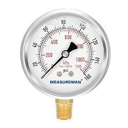 MEASUREMAN 2-1/2inch Dial Size, Oil Filled Pressure