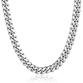 ChainsPro Chunky Miami Cuban Link Chains for Men,Stainless Steel Cuban Chain Necklace,4.8/6/10/14mm Width,No Tarnish& Thick Hip Hop Jewelry,18-30 inch Length, Black/Gold Plated/Silver,Send Gift Box