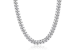ChainsPro Chunky Miami Cuban Link Chains for Men,Stainless Steel Cuban Chain Necklace,4.8/6/10/14mm Width,No Tarnish& Thick Hip Hop Jewelry,18-30 inch Length, Black/Gold Plated/Silver,Send Gift Box