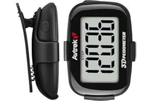 Clip-On Pedometer, Portable Step Tracker, Simple 3D Small Step Counter for Walking with Clock and LED Backlight