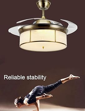 Ceiling Fan Lamp Invisible European Style All Bronze Living Room