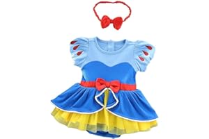 Dressy Daisy Princess Onesie Romper Fancy Dress Costume Halloween Birthday Bodysuit Outfit with Headband for Infant Baby Girl