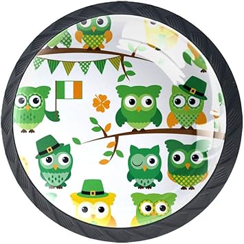Día de San Patricio Búhos temáticos Armario Cómoda Perillas de los