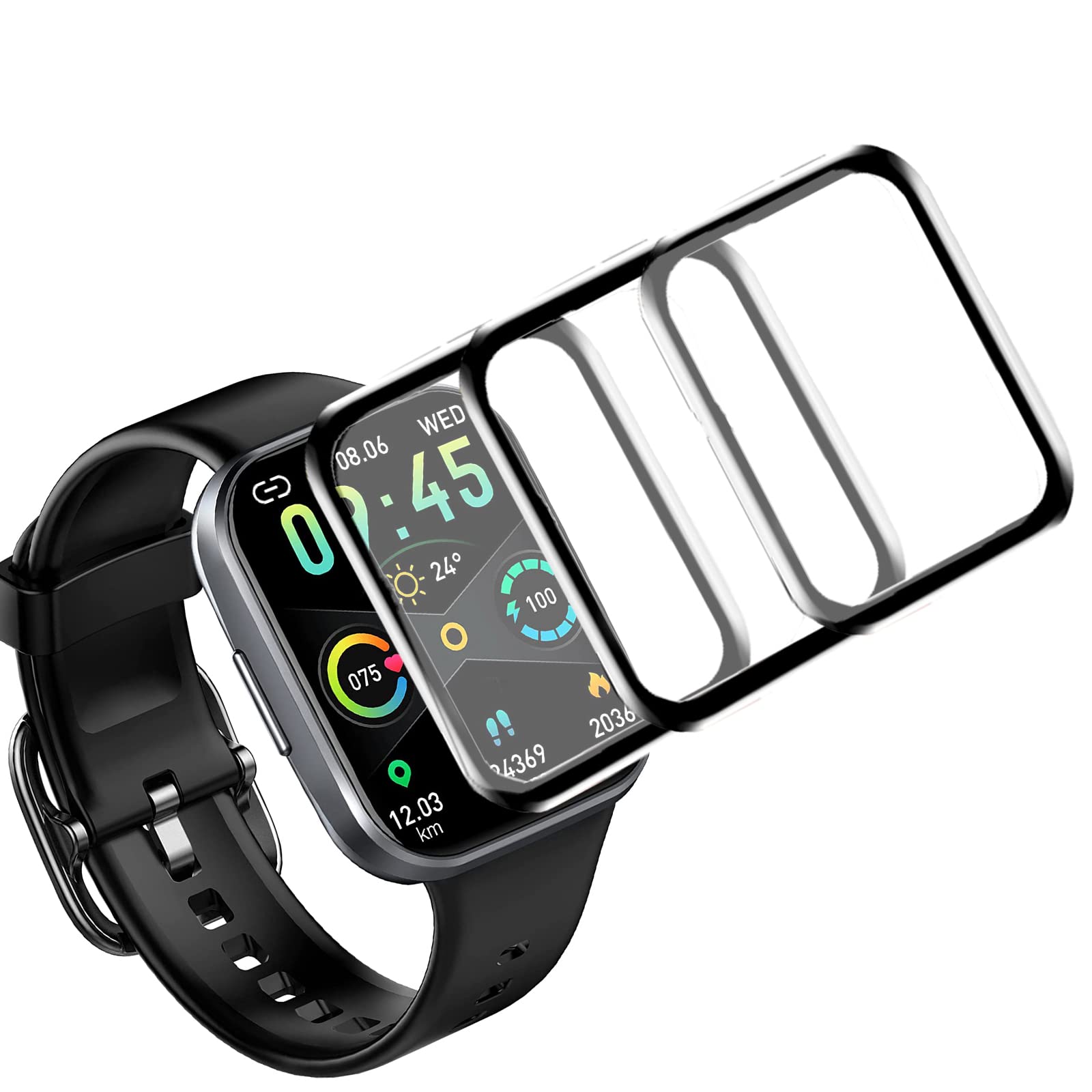 Compatible for MOLOCY Smart Watch Screen Protector, [3 Pack] 3D Full Coverage Screen Protector FilmCompatible with MOLOCY Nerunsa Q23/Dbasne Q23/Jugeman Q23 1.69”/MOLOCY Q23 1.69 Smart Watch (3 pack)