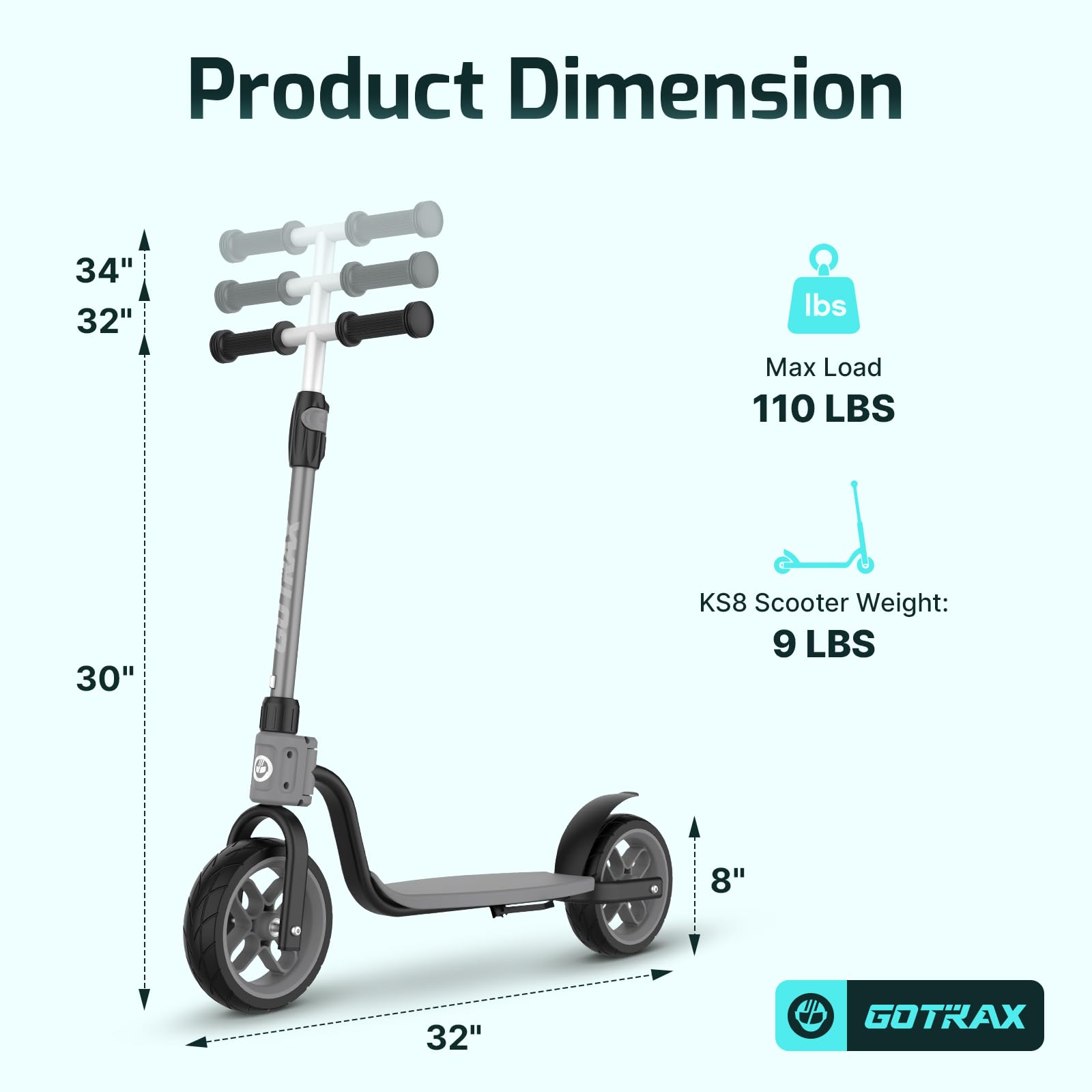 Gotrax KS8 Kick Scooter for Kids 5+, Large 8