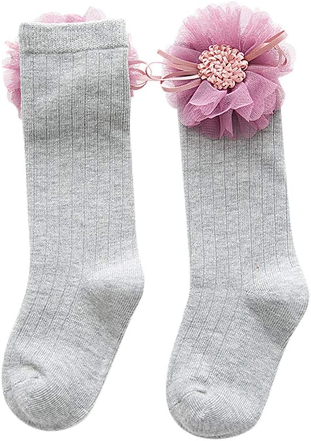 LNGRY Baby Socks,Toddler Kids Girls Chiffon Flower Swan Warm Knitted Anti-Slip Long Socks Knee Stocking