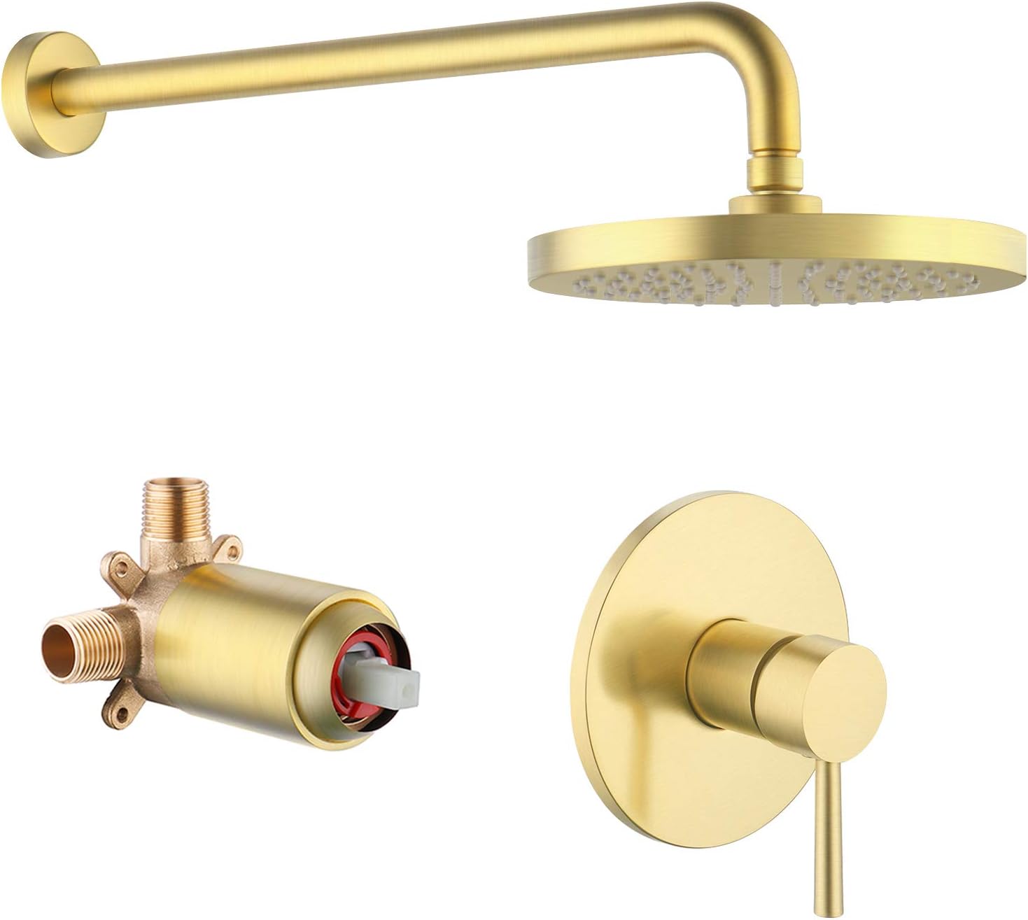 KES Pressure Balance Shower Valve and Trim Kit Combo Shower Faucet Body with Faceplate Rainfall