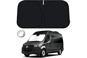 Bestview Windshield Sun Shade for 2007-2024 Merce-des Benz Sprinter, Front Window Sunshade Sun Visor Protector Block UV Rays Heat, Foldable 2 Layers 210T