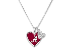 OCTROT Alabama Crimson Tide Amara Crystal Heart Silver Chain Necklace Jewelry Gift UA