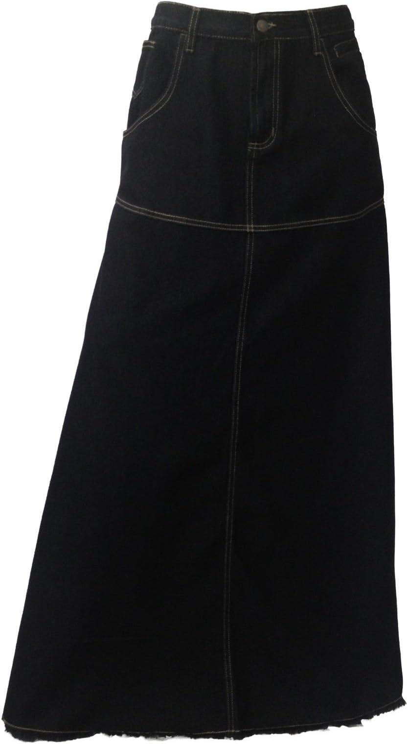 Abielmo Ladies Denim Maxi Skirt Blue Black Long Full Length UK Size 10 12 14 16 10 20 22 justfound4u