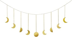 Dahey Moon Decor Wall Hanging Decorations Moon Phases Wall Art Boho Home Decor for Bedroom, Living Room, Apartment or Dorm,Gold