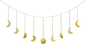 Dahey Moon Decor Wall Hanging Decorations Moon Phases Wall Art Boho Home Decor for Bedroom, Living Room, Apartment or Dorm,Gold