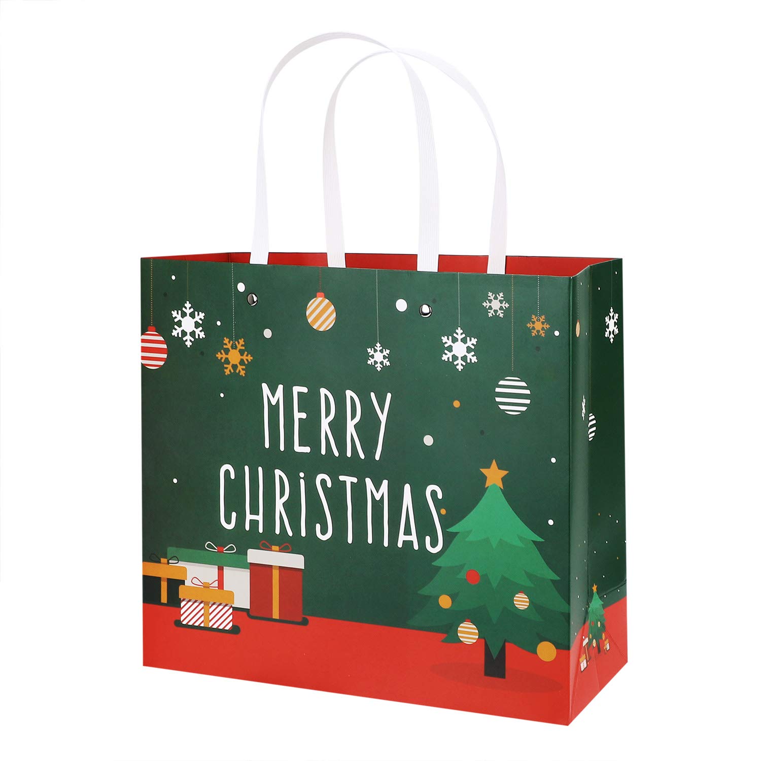 IBLUELOVER 5pcs Paper Party Bags Gift Tote Kraft Carrier Bag with Handle Recycled Christmas Toy Goody Favor Treat Bag for Birthday Wedding Baby Shower Christmas Party Supplies Square Bag