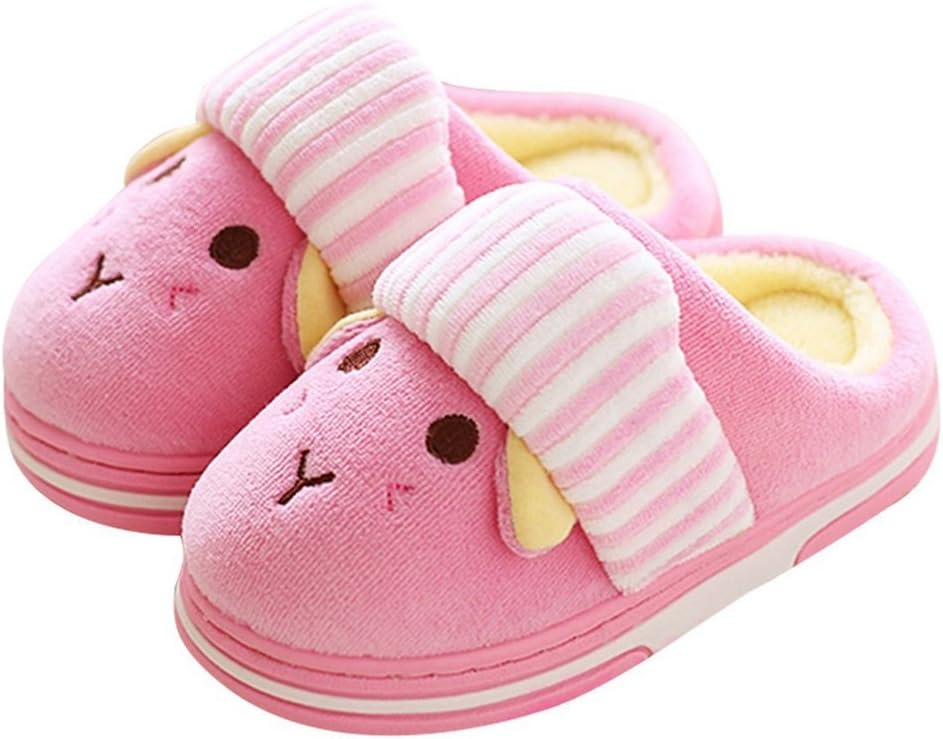 Q-Plus Cute Bunny Memory Foam Slide Slippers Boots Anti Slip Fluffy House Shoes for Little Kids/Toddler