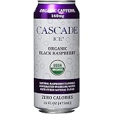 Cascade Ice Organic Caffeinated Sparkling Water, Black Raspberry, 16 Fl Oz (Pack of 12)