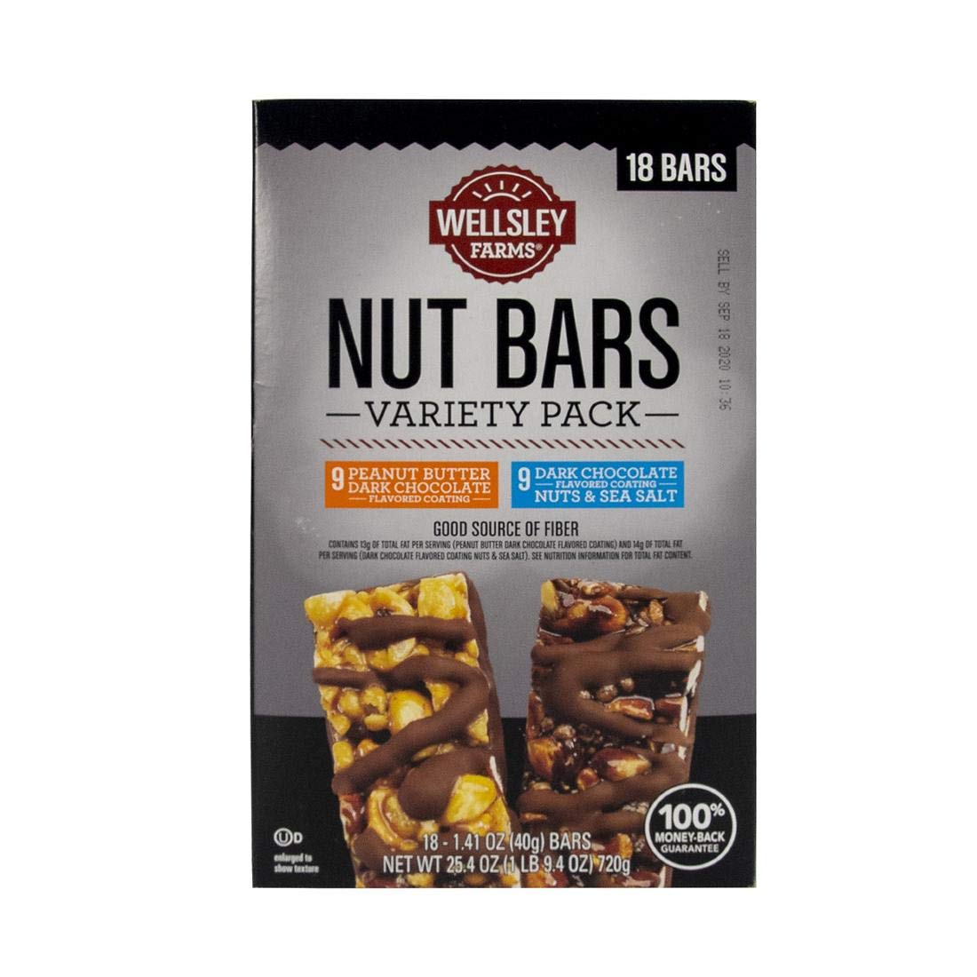 Wellsley Farms Nut Bars Variety Pack, 18 Count (1.41 oz Each)