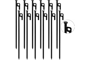Suwimut 12 Pack Tent Stakes, 12 Inch Heavy Duty Forged Steel Tent Pegs, Non-Rust Metal Ground Stakes Tents Spikes for Camping