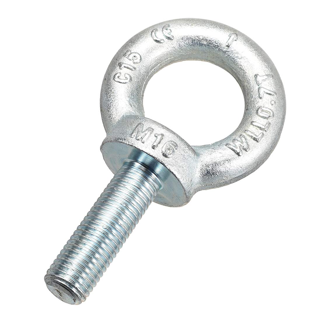 Sourcingmap Lifting Eye Bolt M16 x 50mm Male Thread C15 Carbon Steel for Hanging, Pack of 1