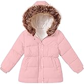 Belovecol Girls Winter Coat Hooded Puffer Jacket Warm Fleece Zipper Outerwear Jackets Coats 3-10T