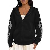 SHENHE Women's Y2K Rhinestone Zip Up Hoodie Oversized Long Sleeve Gothic Streetwear Jacket