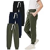PEHMEA 3 Pack Boys Girls Sweatpants Kids Cotton Active Jogger Pull On Athletic Pants with Pockets Drawstring for School Sport