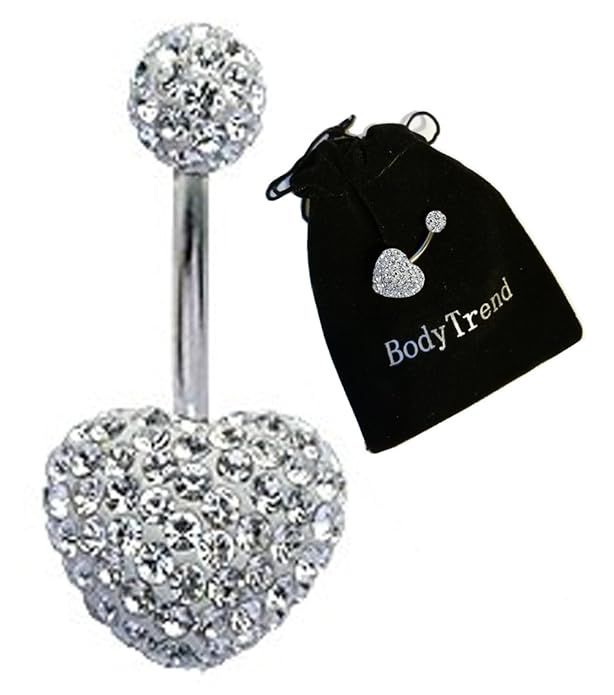 Swarovski-Crystal Herz Bauchnabel-Piercing-ring Piercing-Stab-Hand made with love 'Pflege der Stange Titan, Stärke 1,6 mm