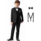 Saruit Boys Formal Dress Suits 5 Piece Slim Fit Dresswear Suit Set with Kids