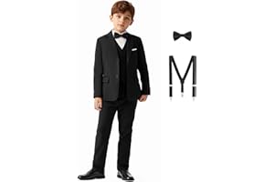Saruit Boys Formal Dress Suits 5 Piece Slim Fit Dresswear Suit Set with Kids