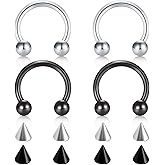 D.Bella 22G 20G 18G 16G 14G 12G 10G 8G 6G 4G 2G 0G 00G Surgical Steel Nose Septum Horseshoe Hoop Eyebrow Lip Navel Belly Nipple Piercing Ring Helix Tragus Daith Rook Captive Earrings Replacement Spikes