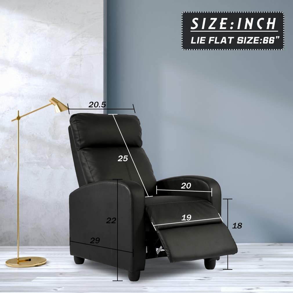 Recliner Chair for Living Room Massage Recliner Sofa Reading Chair Winback Single Sofa Home Theater Seating Modern Reclining Chair Easy Lounge with PU Leather Padded Seat Backrest: Furniture & Decor