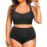 Daci Women Plus Size High Waisted Bikini Set - Two Piece Swimsuits Tummy Control Bathing Suit Ruched Bottom 2025