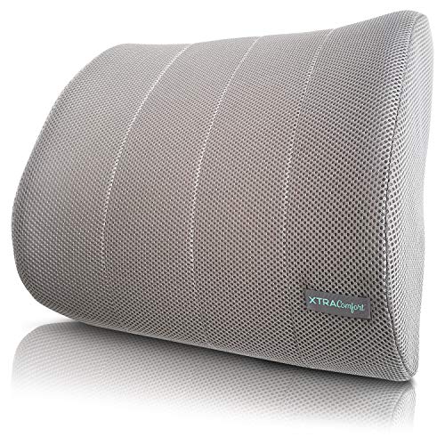 cojín de soporte lumbar xtra-comfort - almohada de espalda baja para silla de oficina, automóvil, hombres, mujeres, juegos - respaldo ortopédico ergonómico con rollo de espuma y correa ajustable para aliviar el dolor terapéutico