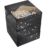 Amosfun Traditional Japanese Bento Lunch Box 3-tiers Sushi Tray Plastic Lacquered Snack Box with Lid Meal Container for Home Restaurant