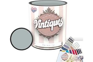 Vintiques Chalk & Mineral Paint plus color card, Matte Finish- Easy Application for DIY Projects - Furniture, Wood, Metal, Home Decor and More, Serenity, 32oz