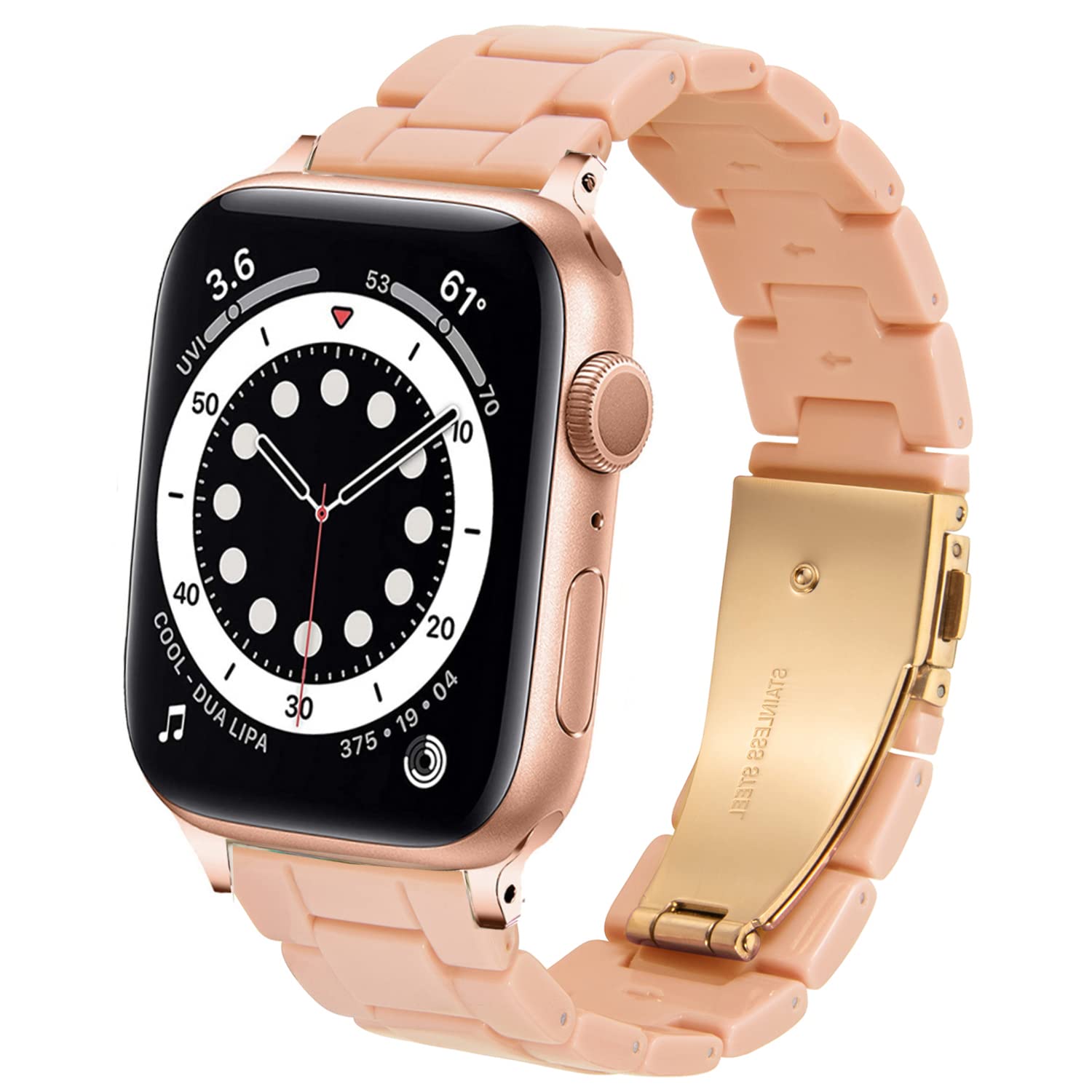 DEALELE Strap Compatible with Apple Watch 49mm 46mm 45mm 44mm 42mm, Colorful Resin Replacement Bands for iWatch Series 10/9 / 8/7 / 6/5 / 4/3 / Ultra/SE Women Men, Pink gold — image 1