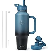 BUZIO 40 oz Tumbler with Handle and Straw, Stainless Steel Insulated Water Bottle Fits in Cup Holder with Straw & Spout Lid, Leak-Proof BPA-Free Travel Tumbler Keep Cold 48hrs &Hot 24hrs, Indigo Crush