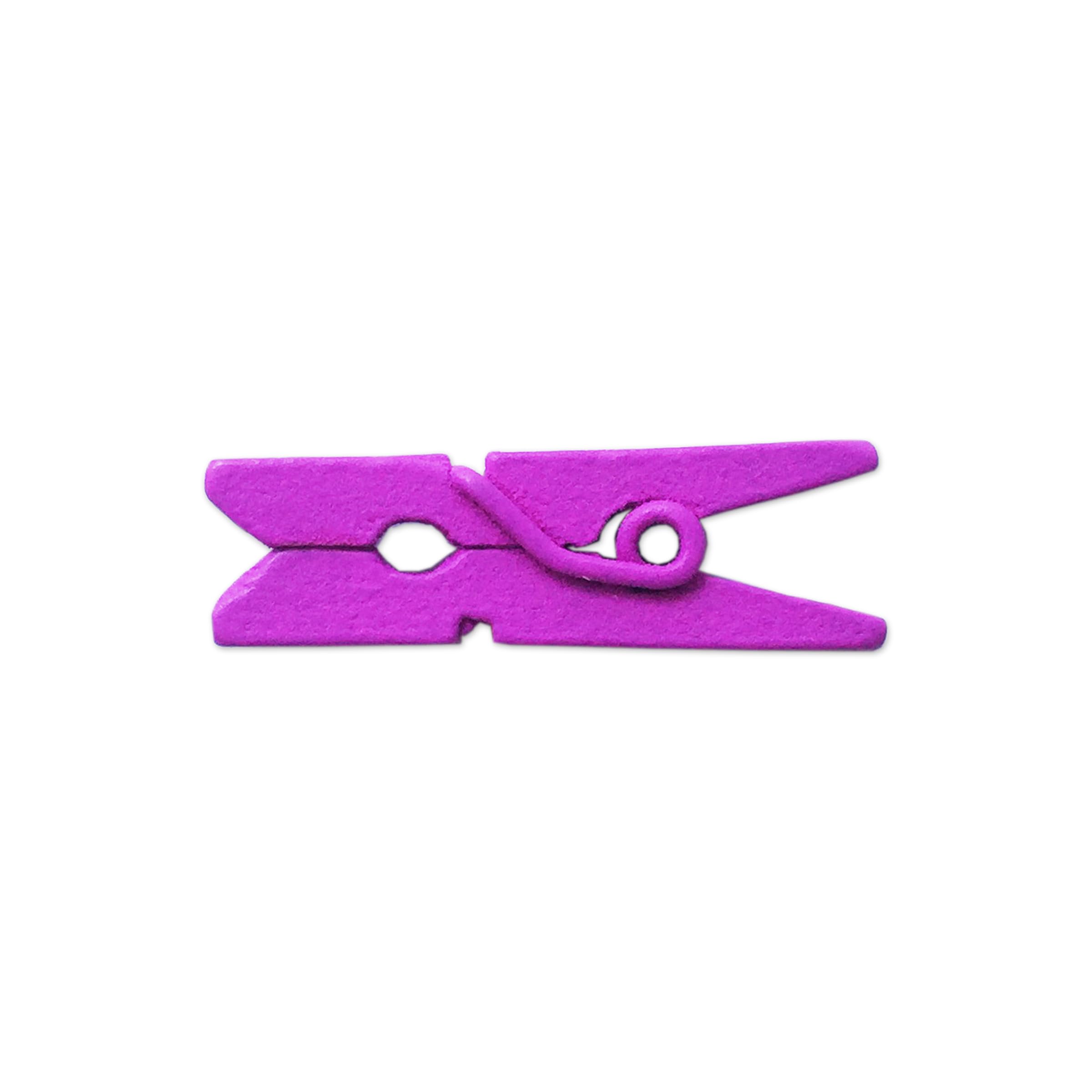 LWR CRAFTS Wooden Mini Clothespins 15 Colors 100 Per Pack 1" 2.5cm (Purple)