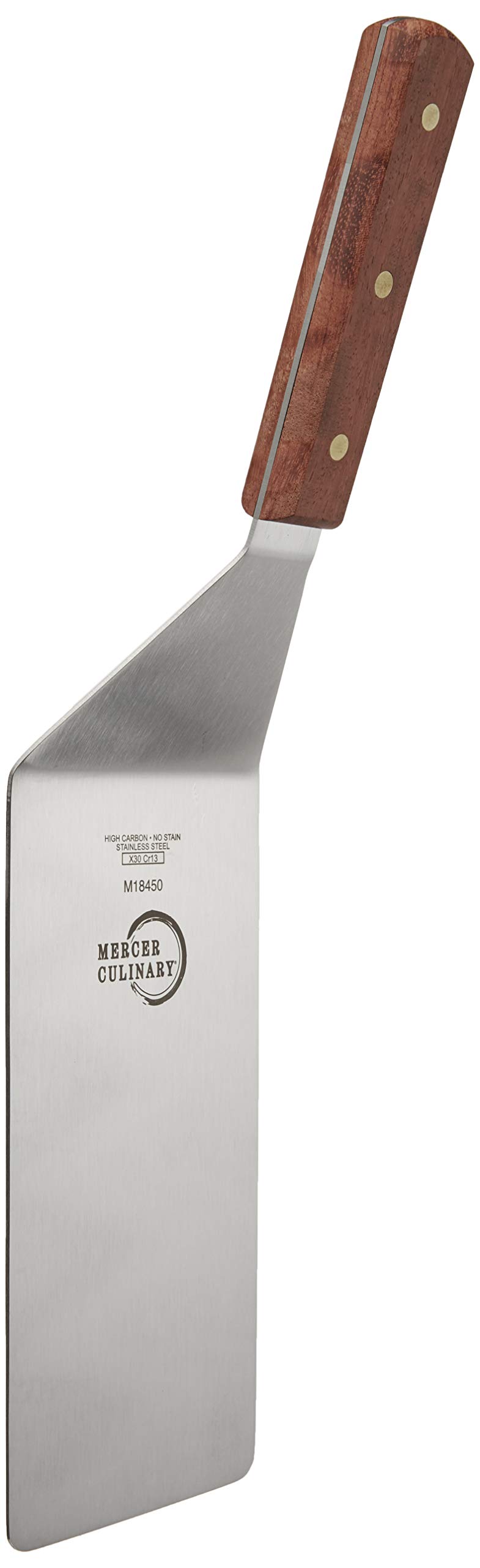 Mercer Culinary M18450 Praxis 8 x 4-Inch Heavy Dury Turner, Wood Handle, Stainless Steel, Silver