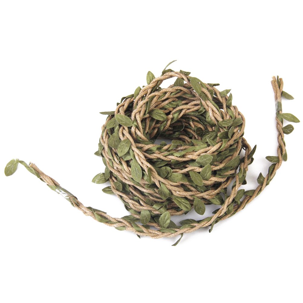 FENICAL 10m Handmade Garland Rattan Artificial Leaf Vine Plants Decoration DIY Arts and Crafts Foliage Green Leaves Rattan Wreath Decorative Christmas Tree Decorations