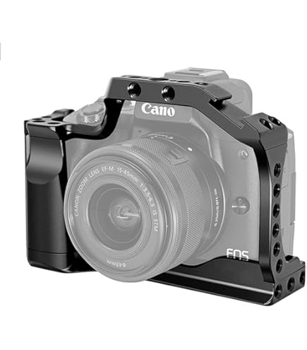 Hersmay M50 Camera Cage Video Stabilizer voor Canon EOS M50II M50 M5 spiegelloze vloggingcameraset met koude schoen, handvatlocatiegaten, meerdere 1/4 3/8 schroefgaten