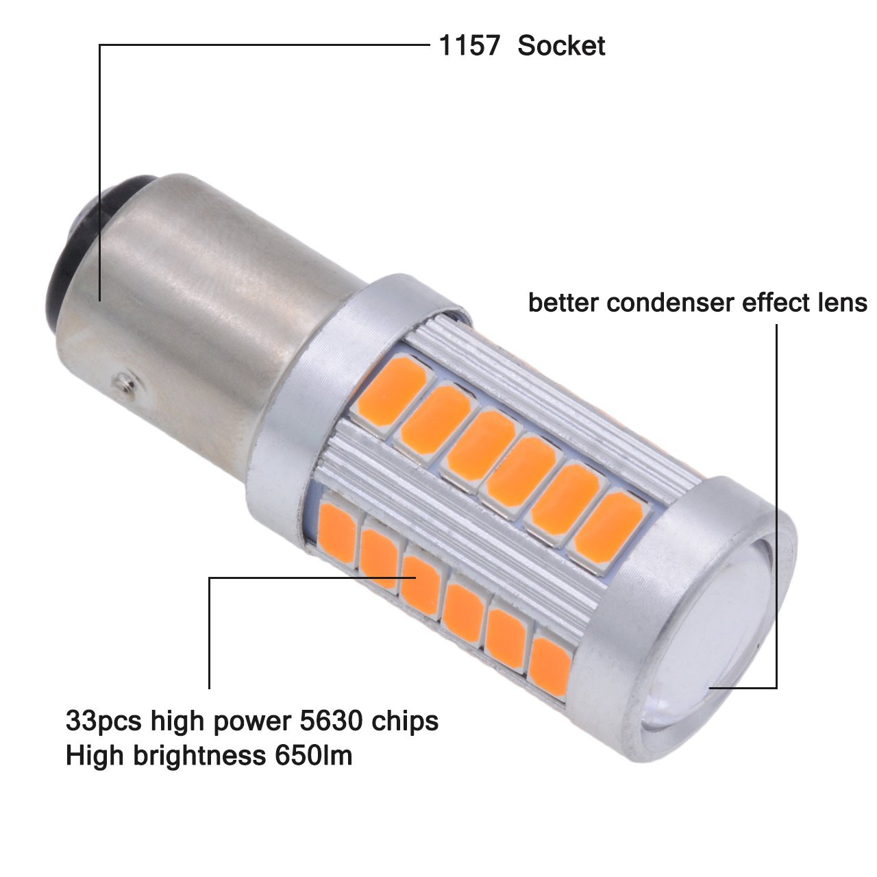 TUINCYN 1157 BAY15D LED Bulb Amber Yellow Turn Signal Light Bulb Super