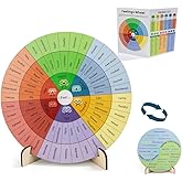 Feelings Wheel Therapy Office Desk Decor - 10" Large Double-Sided Emotions Chart with 2-Page Feelings Wheel & Emotions List Guide for School Counselors, Therapists, and Mental Health Office Décor