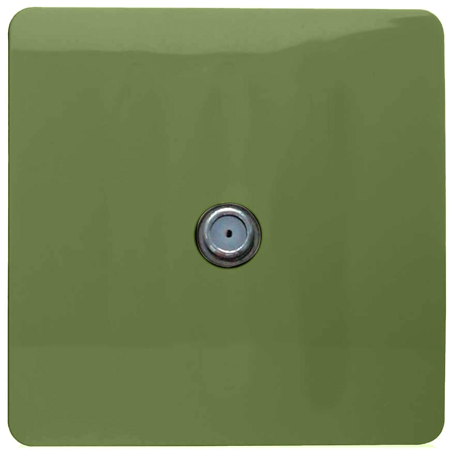 Trendi 1 Gang Artistic Modern Glossy Screwless Television Satellite Socket Moss Green