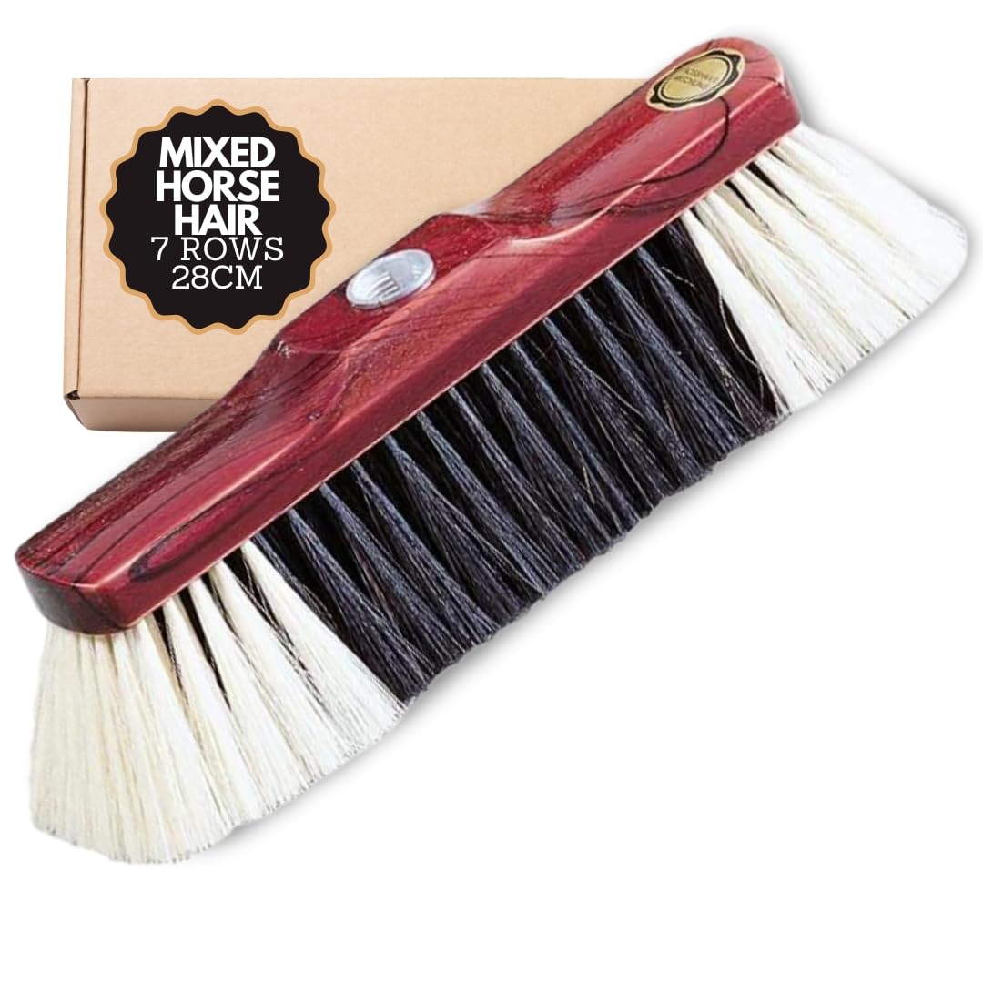 Essential Range Horsehair Mix Broom Head 28cm for Bricklaying - Durable 9-Row Sweeping Brush with Lacquered Wooden Saddle, Versatile Masonry Tool for Light Dusty Soiling on Dry Hall & Interior Floors