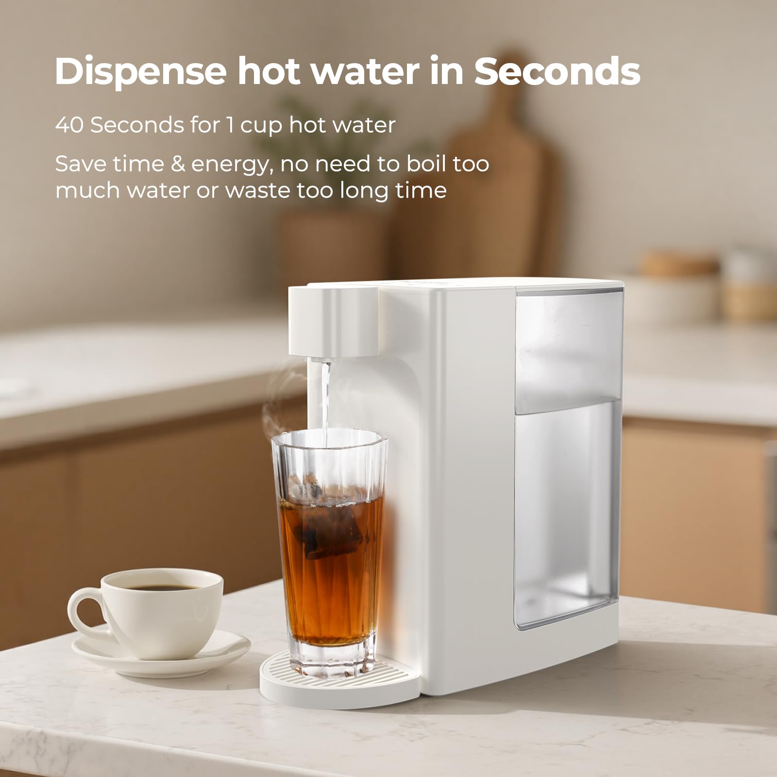 Dawnstar Hervidores eléctricos, dispensador instantáneo de agua caliente D20 para ebullición y dispensación rápidas, 3 temperaturas ajustables y 5 volúmenes de agua, capacidad de tanque de agua extraíble de 0,8 galones y 100 onzas, sin BPA