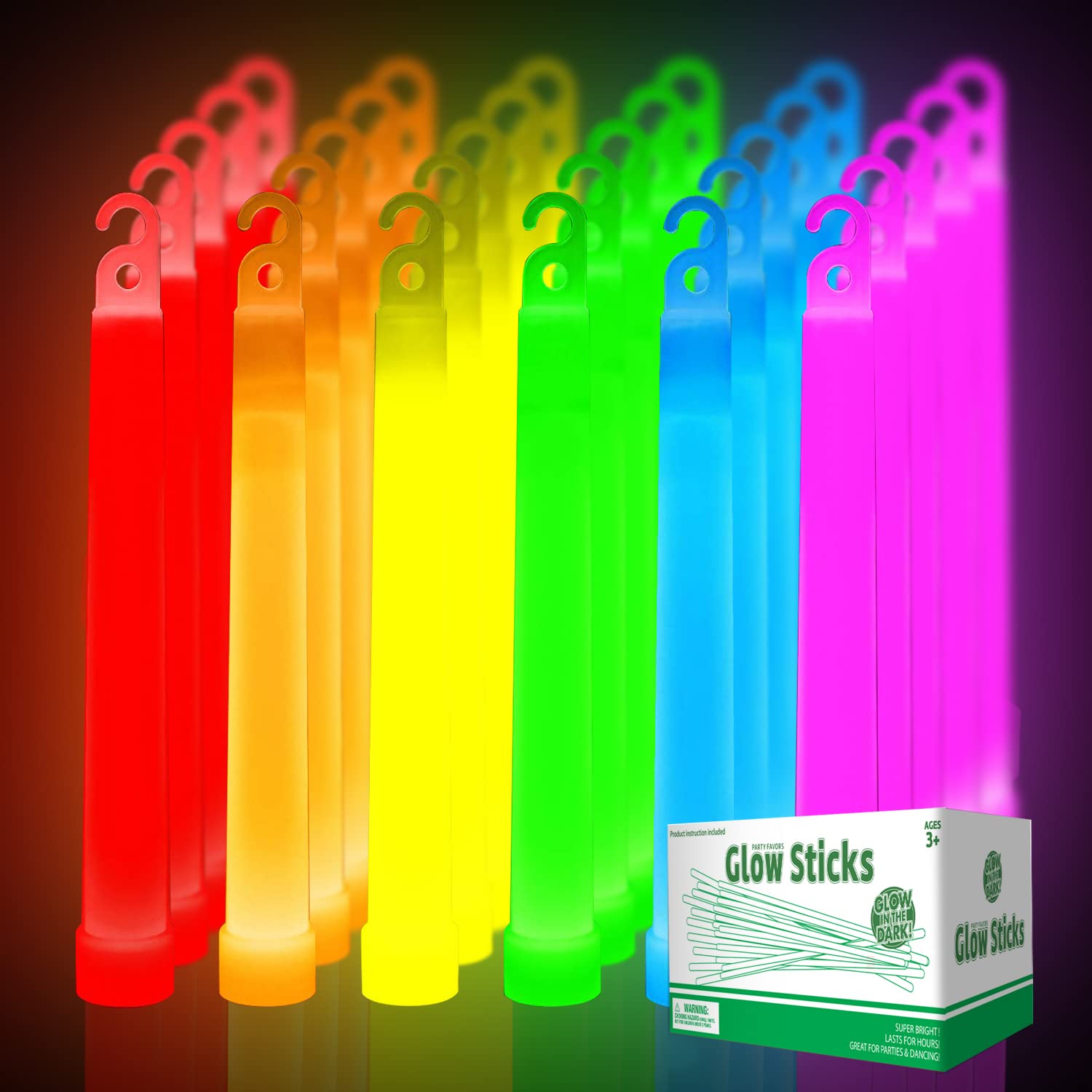 OMNISAFE 24 Ultra Bright Large Glow Sticks with 24