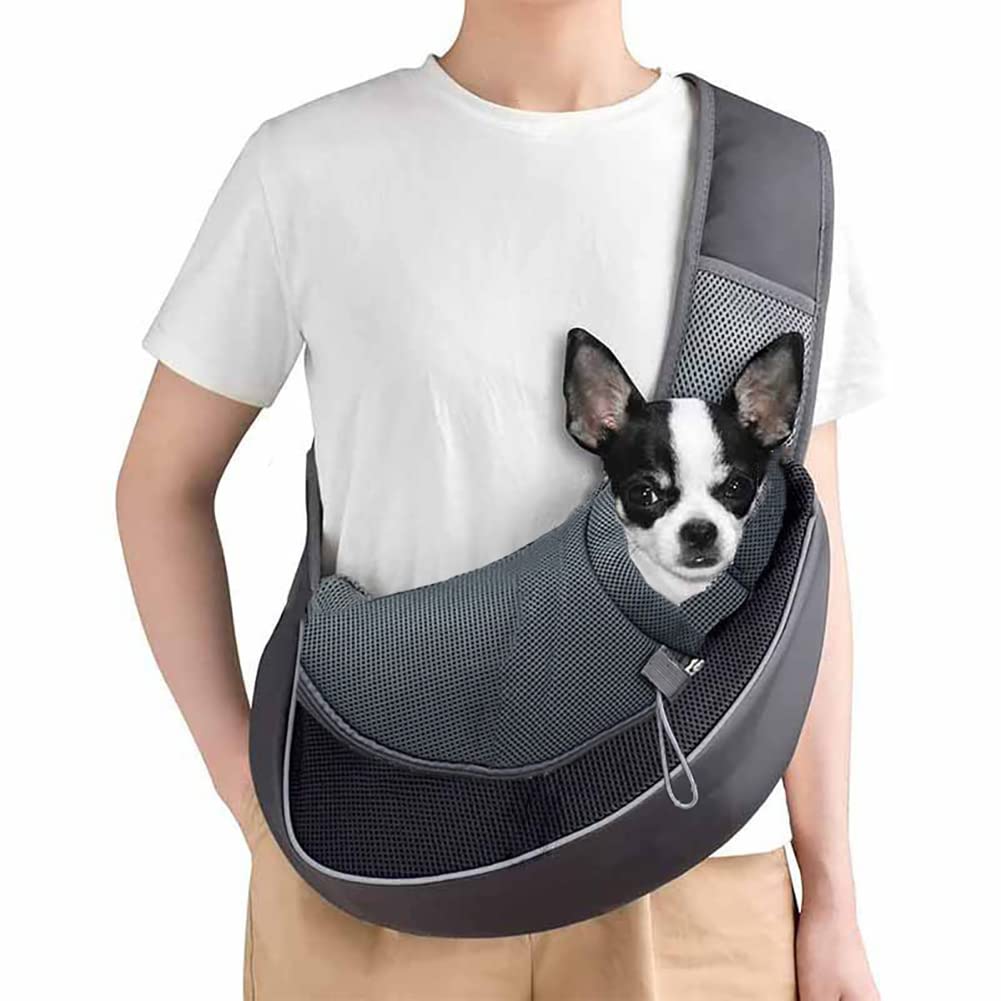 Pet Sling Carrier - Hand-Free Dog & Cat Sling Bag - Breathable Mesh - Adjustable Shoulder Strap - For Small Pets - Outdoor & Travel