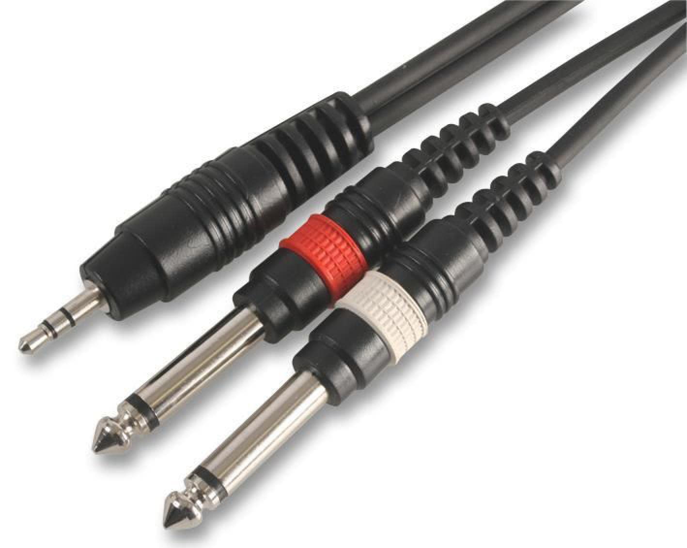 PULSE PLS00140 3.5 mm Stereo Jack to 2 × 6.35 mm (¼″) Mono Jack Plug Lead, 1.2 m, Black