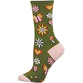Socksmith Women's Hazy Daisy Crew Socks, Green