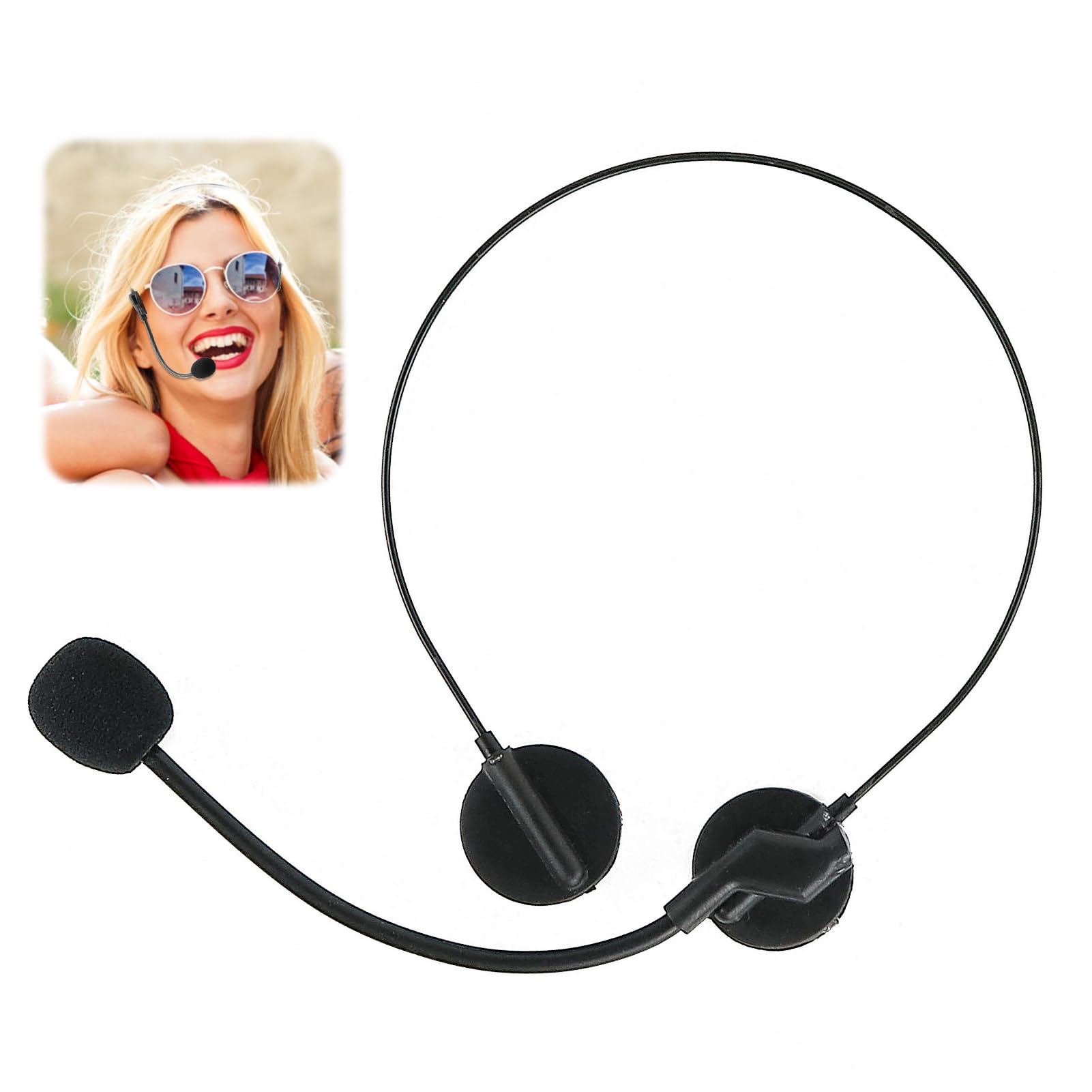 Kasoud Microphone Prop Headset, Fake Head Microphone, Black Rockstar Costume Party Headset with Microphone for Costume Parties, Cosplays, Party, Halloween Plays, Stage Performances